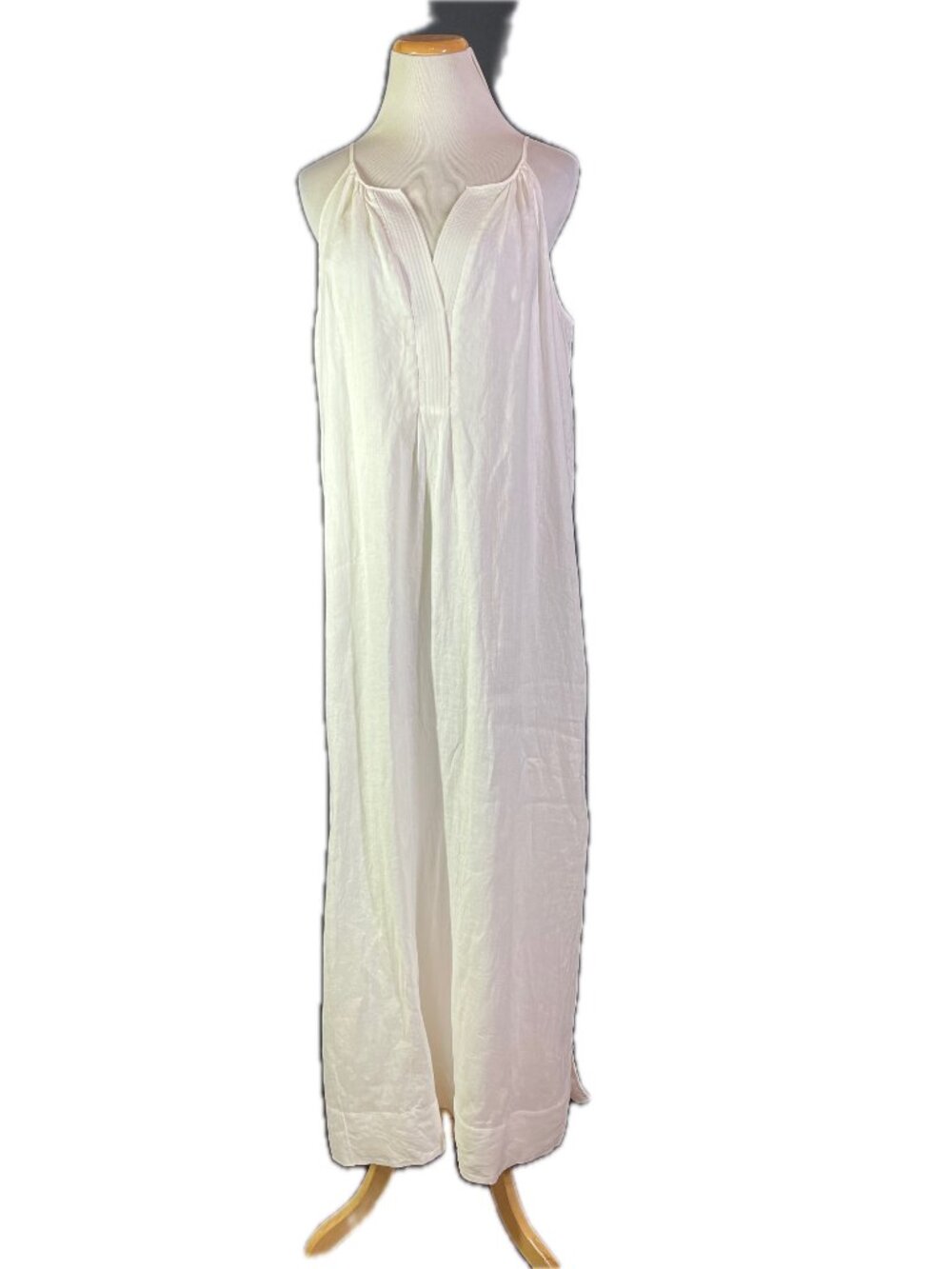 J. Crew Size L Linen Maxi Dress White Sleeveless Lined
